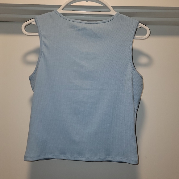 Birch and stone Blue Ribbed Tank Keyhole Women's Sz M spring summer - Picture 2 of 8